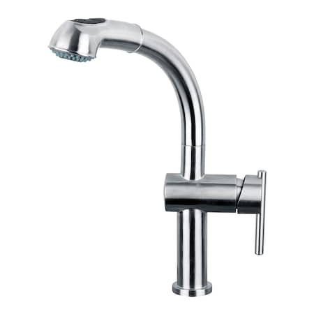 Whitehaus Lead Free, SS Sgl-Hole Faucet W/ Pull Out Spray Head And Solid Lvr Hand WHS1991-SK-BSS